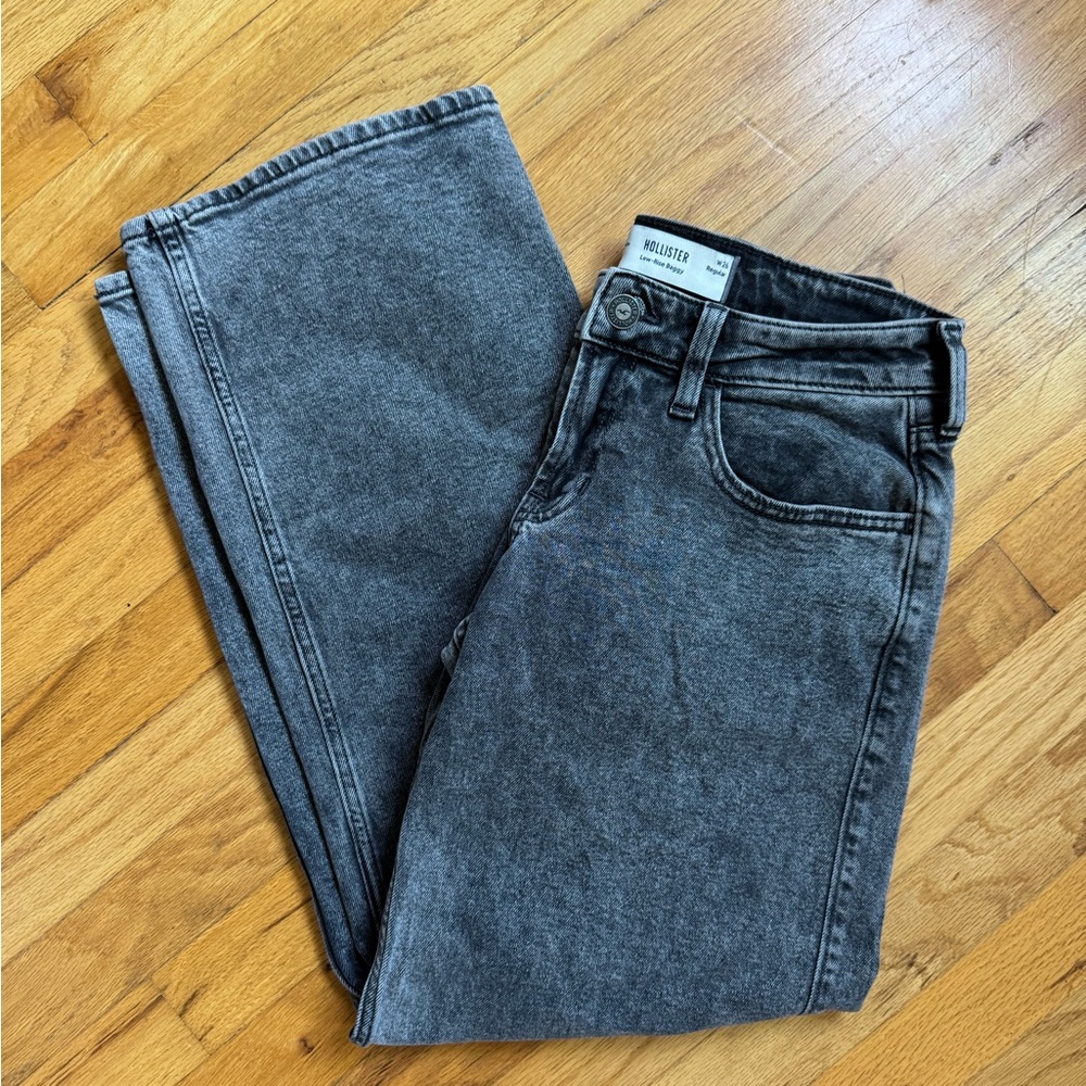 Hollister Charcoal Grey Low Rise Baggy Jeans